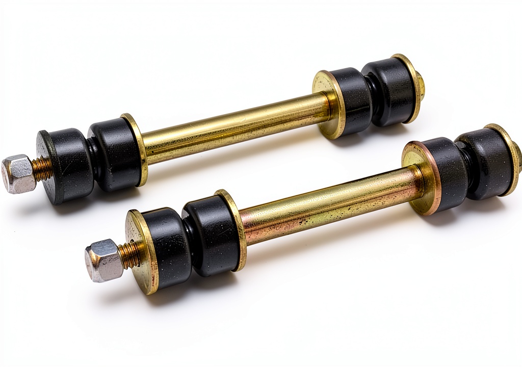 Installing Energy Suspension Sway Bar End Link Set 9.8118G Polyurethane on a wooden garage bench
