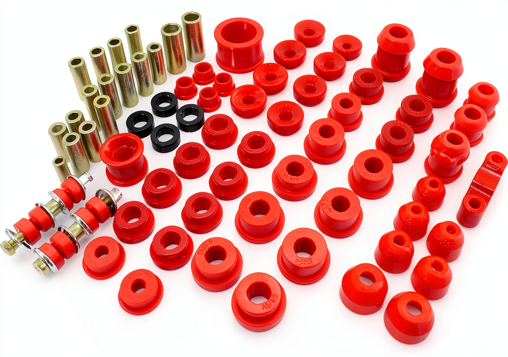 Installing Energy Suspension Bushing 16.18103R for Civic Del Sol Polyurethane on a wooden workbench