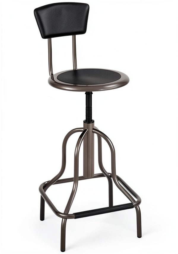 Safco Diesel Industrial Stool with Back and Black Padded Lab Seat-3