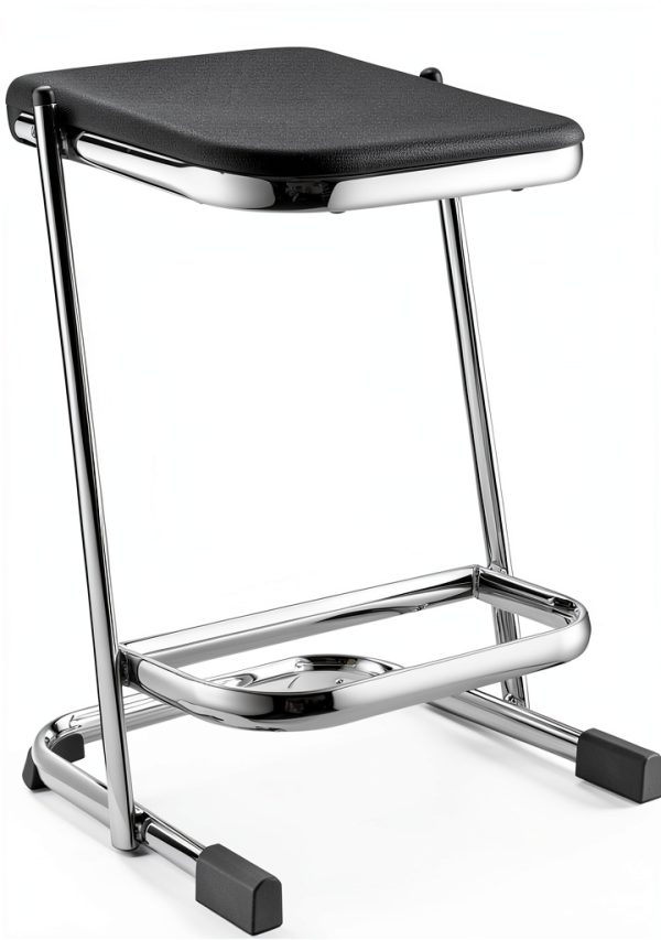 Elephant Z Stool by National Public Seating 22in Lab Seat Black Chrome-0