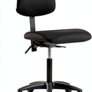 Perch Rolling Lab Chair Adjustable Back, Black Vinyl, Workbench Height-0