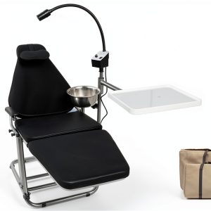 Portable Foldable Chair VIBURISH Black PU Leather with Nylon Bag-0
