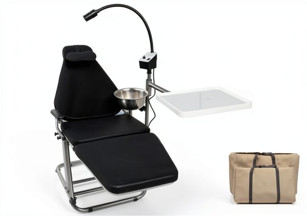 Portable Foldable Chair VIBURISH Black PU Leather with Nylon Bag-0