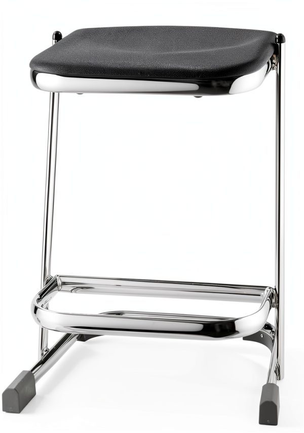 Elephant Z Stool by National Public Seating 22in Lab Seat Black Chrome-1