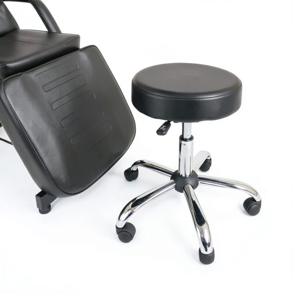 Alera Height Adjustable Lab Stool Black PU, 24.8in Seat, Chrome Base-5