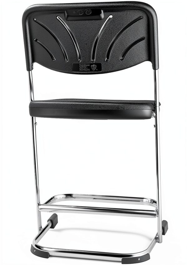 National Public Seating 22" Elephant Z-Stool with Backrest Black-4