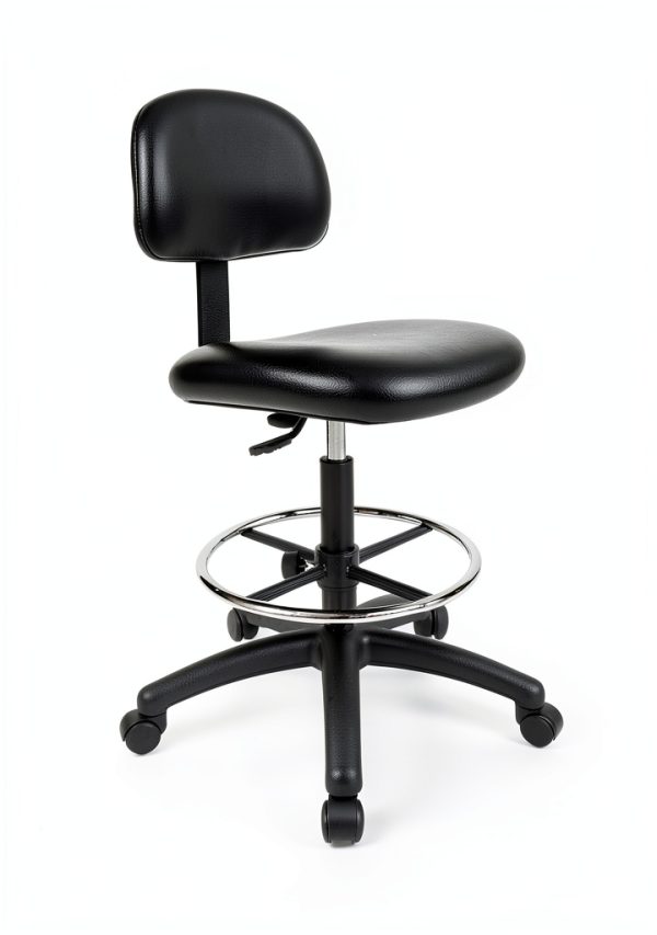 Chair Master - Tall Bench Height Task Chair for Labs, Exam Rooms, Doctor and Dentist Offices. Easy to Clean! 23"-33" Seat Ht. (Tall Bench Height, Black)-0