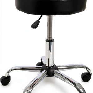 Alera Height Adjustable Lab Stool Black PU, 24.8in Seat, Chrome Base-0