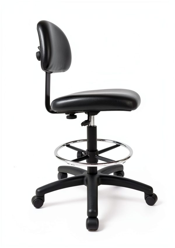 Chair Master - Tall Bench Height Task Chair for Labs, Exam Rooms, Doctor and Dentist Offices. Easy to Clean! 23"-33" Seat Ht. (Tall Bench Height, Black)-5