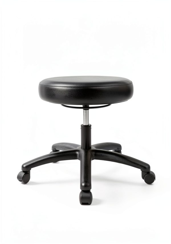 Chair Master Adjustable Round Lab Stool Desk Height Black-0