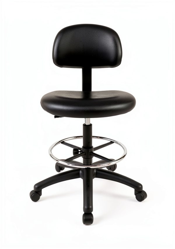 Chair Master - Tall Bench Height Task Chair for Labs, Exam Rooms, Doctor and Dentist Offices. Easy to Clean! 23"-33" Seat Ht. (Tall Bench Height, Black)-2