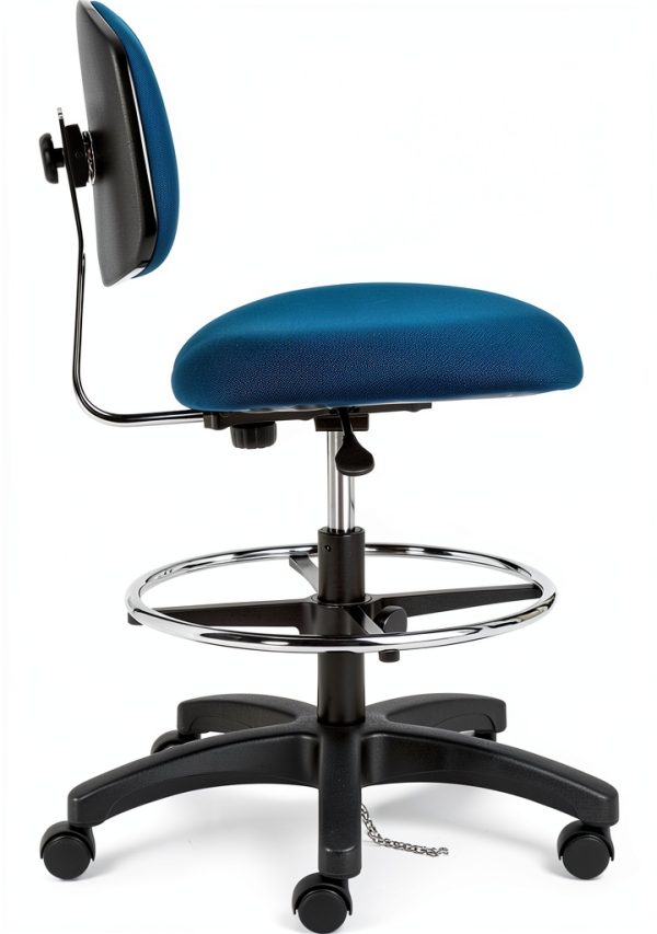 Global Industrial ESD Stool Fabric Navy Armless Mid Back 16x18 Seat-2