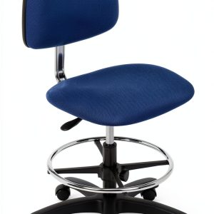 Global Industrial ESD Stool Fabric Navy Armless Mid Back 16x18 Seat-0