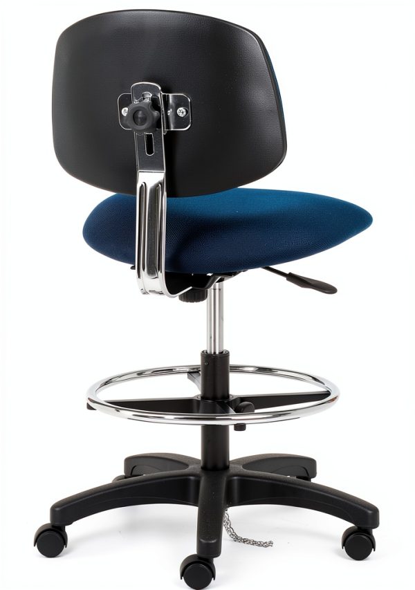 Global Industrial ESD Stool Fabric Navy Armless Mid Back 16x18 Seat-3