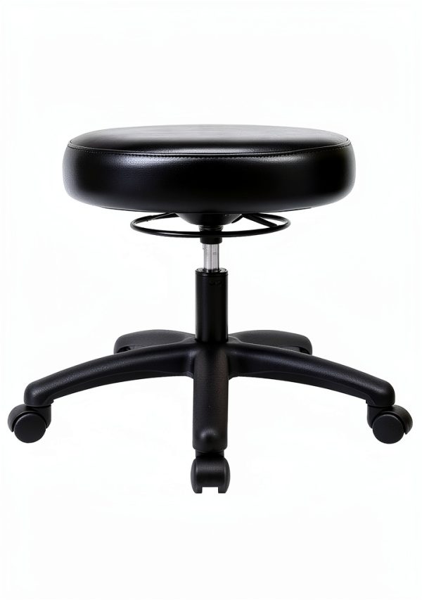 Chair Master Adjustable Round Lab Stool Desk Height Black-2