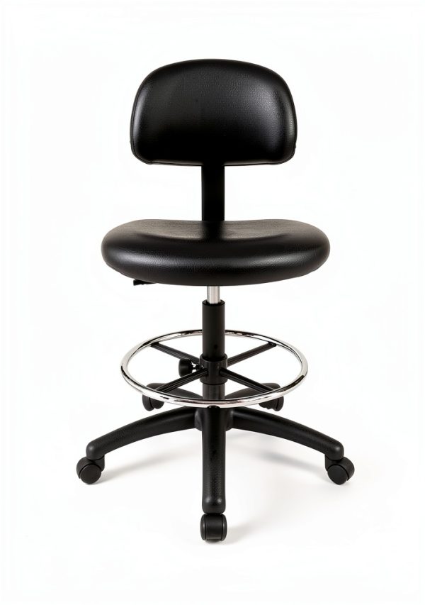 Chair Master - Tall Bench Height Task Chair for Labs, Exam Rooms, Doctor and Dentist Offices. Easy to Clean! 23"-33" Seat Ht. (Tall Bench Height, Black)-3