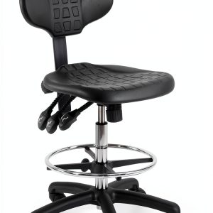 BenchPro Deluxe Chrome & Firm Polyurethane Foam Chair with 18” Adjustable Footring, 3 Lever Control, 21"-31" Height Adjustment and 450 lbs Capacity.-0