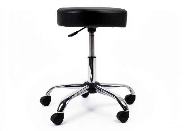 Alera Height Adjustable Lab Stool Black PU, 24.8in Seat, Chrome Base-4