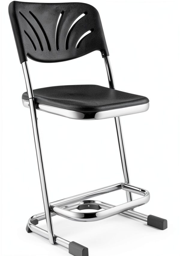 National Public Seating 22" Elephant Z-Stool with Backrest Black-0