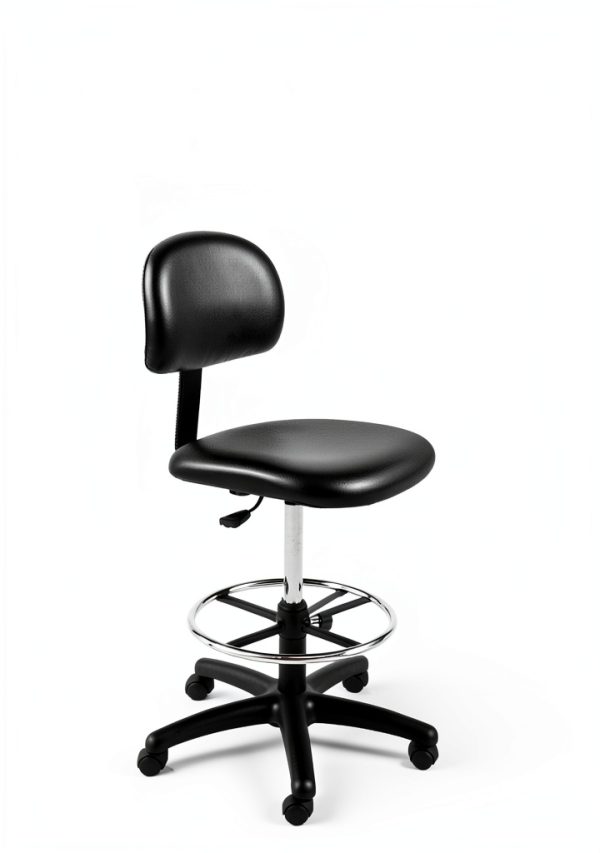 Chair Master - Tall Bench Height Task Chair for Labs, Exam Rooms, Doctor and Dentist Offices. Easy to Clean! 23"-33" Seat Ht. (Tall Bench Height, Black)-1