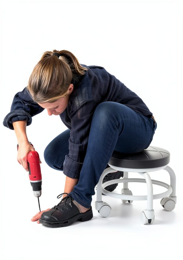 NiHome Universal Wheel Rolling Stool, Low Roller Seat with Reinforced 360° Swivel Wheels & Thick Metal Frame, 360° Movement Comfortable Ergonomic Cushion Seating, Quick Two-Step Assembly (Gray)-3