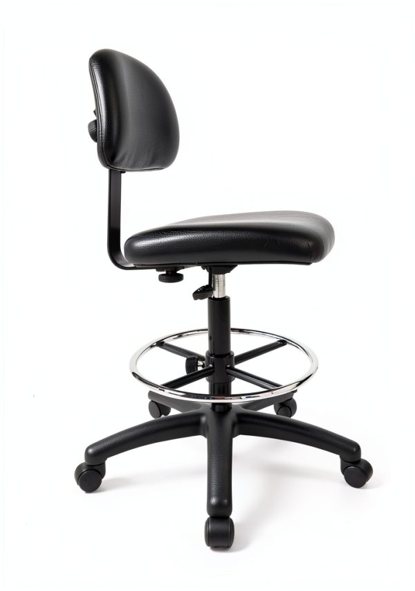 Chair Master - Tall Bench Height Task Chair for Labs, Exam Rooms, Doctor and Dentist Offices. Easy to Clean! 23"-33" Seat Ht. (Tall Bench Height, Black)-4