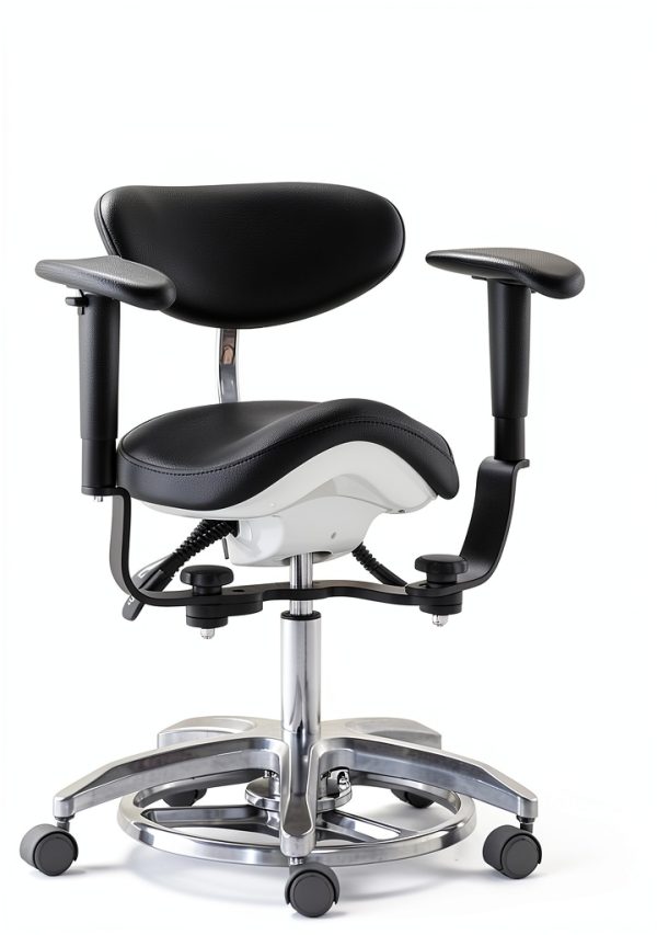BONEW Dental Dynamic Microscope Saddle Stool PU Leather SDS-FC1 Black-1