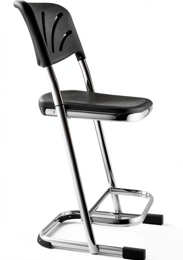 National Public Seating 22" Elephant Z-Stool with Backrest Black-3