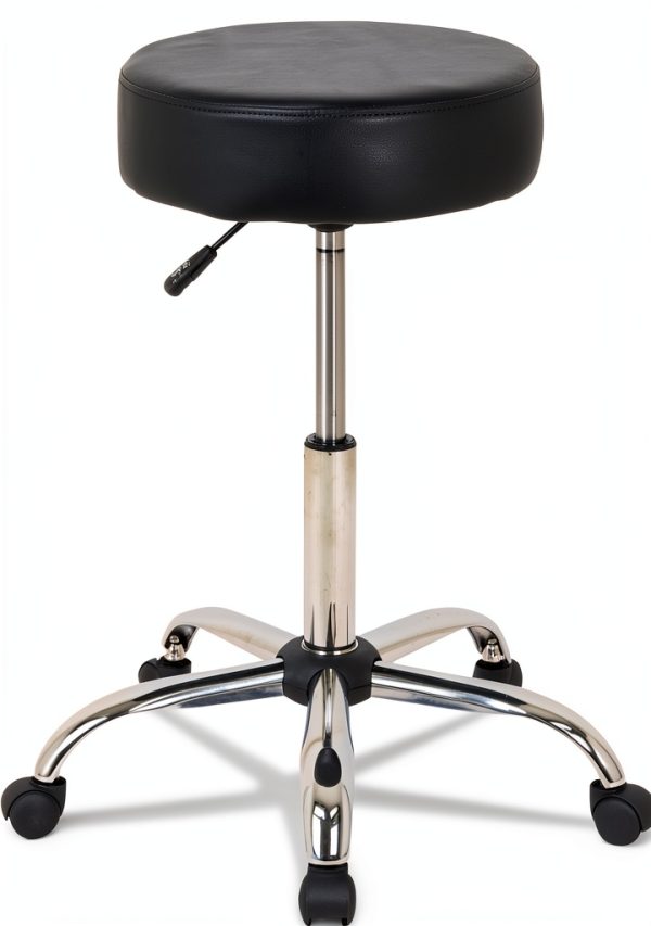 Alera Height Adjustable Lab Stool Black PU, 24.8in Seat, Chrome Base-3